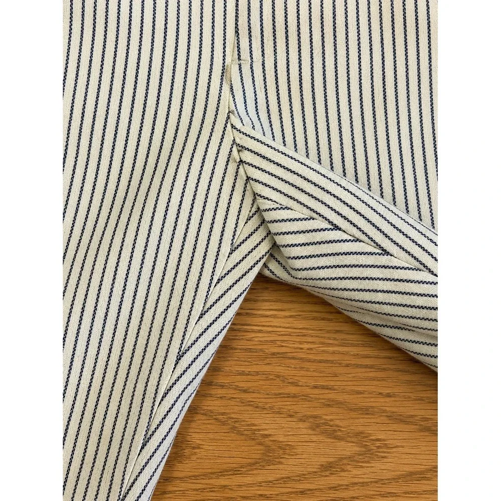 Bonobos Tailored Trousers 29x30 Ivory Navy Stripe Italian Fabric Slim Summer
